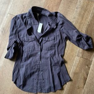 James Perse Womens Button-Down Shirt in Dark Purple